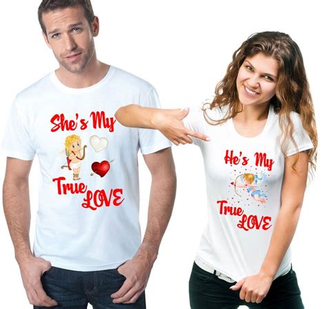 Couple Love T Shirts Valentine S Day Shirts Love T Shirts He She S My True Love Couple T Shirts