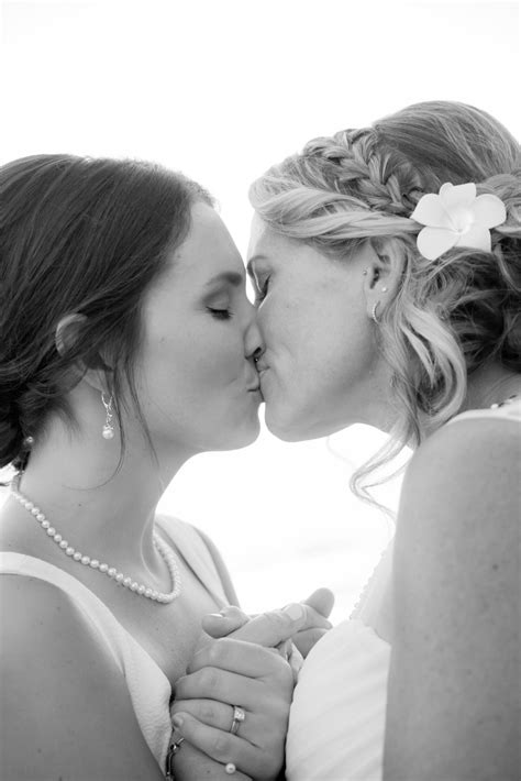 Two Brides Kissing Lipstick Lesbian Wedding Samesex Marriage Lesbian Bride Lesbian