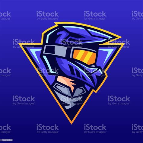 Motocross Rider Wearing Helmet Logo Design Stock Illustration