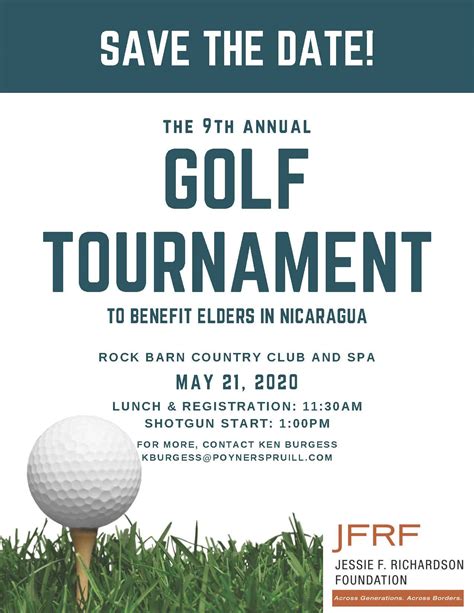Golf Tournament Save The Date JFRF Jessie F Richardson Foundation