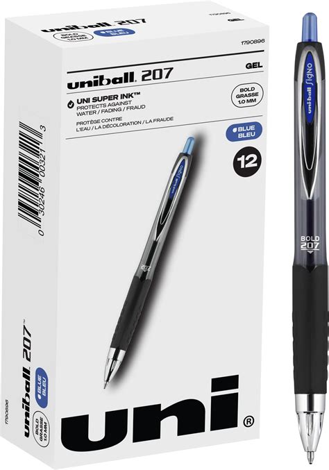Uni Ball 207 Retractable Bold Point Gel Pens 12 Blue Ink Pens 1790896