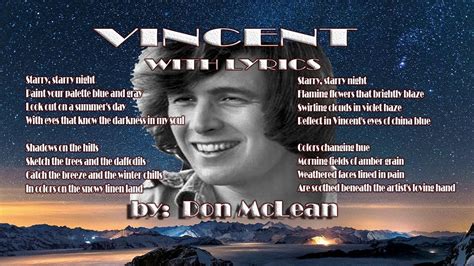 Vincent With Lyrics Don Mclean Youtube