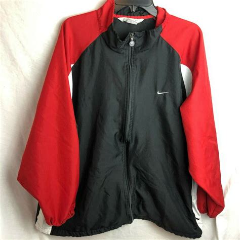 Vintage Nike Mens Windbreaker Jacket Xxl 2xl Full Zip Black Red Nike