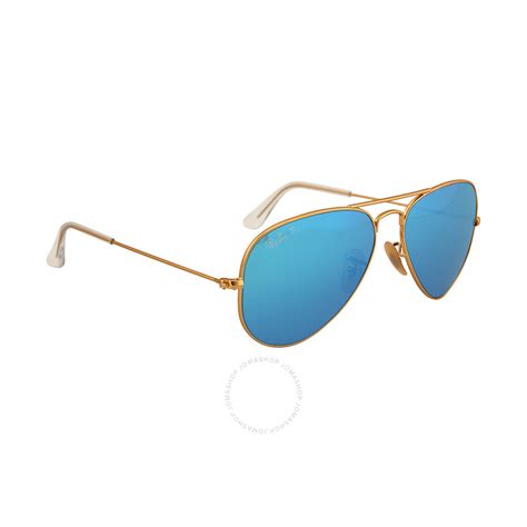 Ray Ban Aviator Gold Metal Frame Blue Mirror Polarized Crystal Lens 55mm Men S Sunglasses Rb3025