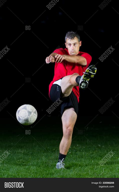 Soccer Player Shooting Image And Photo Free Trial Bigstock
