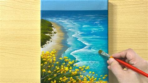 Spring Seascape Painting Acrylic Painting For Beginners Step By Step Youtube Seascape