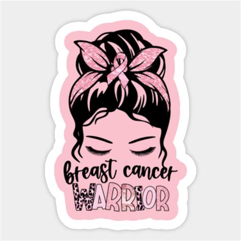 Breast Cancer Awareness Messy Bun Hair Breast Cancer Warrior