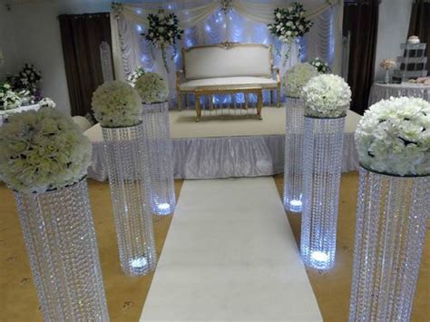 Hobby lobby had a ton of different ones, we bought a dark wooden one but they had gold, white, etc. 3 Feet Iridescent Wedding Aisle Decoration Crystal Pillars ...