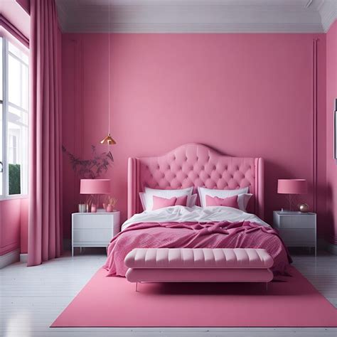 Premium Ai Image Interior Design Of A Pink Bedroom Background