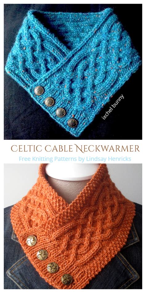 Buttoned Cable Neckwarmer Free Knitting Patterns Knitting Pattern