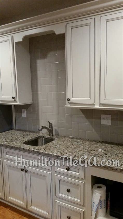 Grey Herringbone backsplash in Woodstock, GA ...