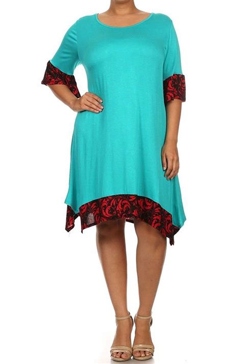 Minx Womenâ€ S Contrast Paisley Print Asymmetrical Plus Size Dress
