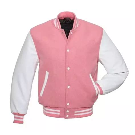 Pink Letterman Wool And Leather Jacket Jackets Mob