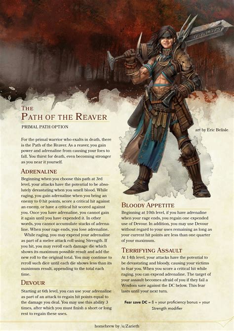 Path Of The Reaver Dungeons And Dragons Classes Dungeons And Dragons