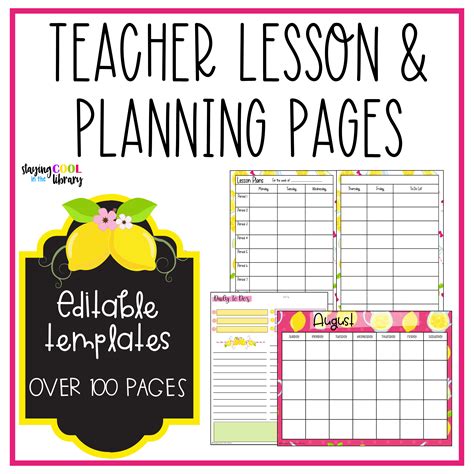 Teacher Planning Pages and Templates - Editable - Staying Cool in the Library