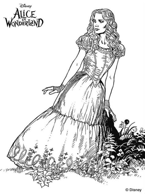 Kleurplaat van alice in wonderland Kleurplaten, Tim burton, Wonderland
