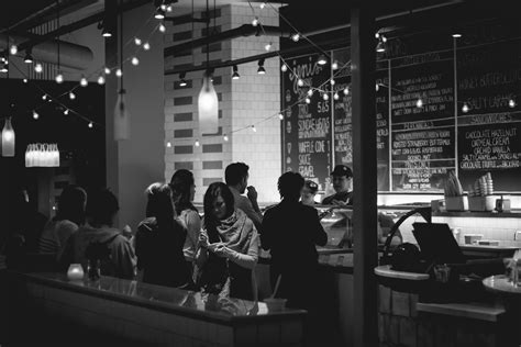 Gambar Kafe Hitam Dan Putih Malam Restoran Bar Menu Papan Tulis