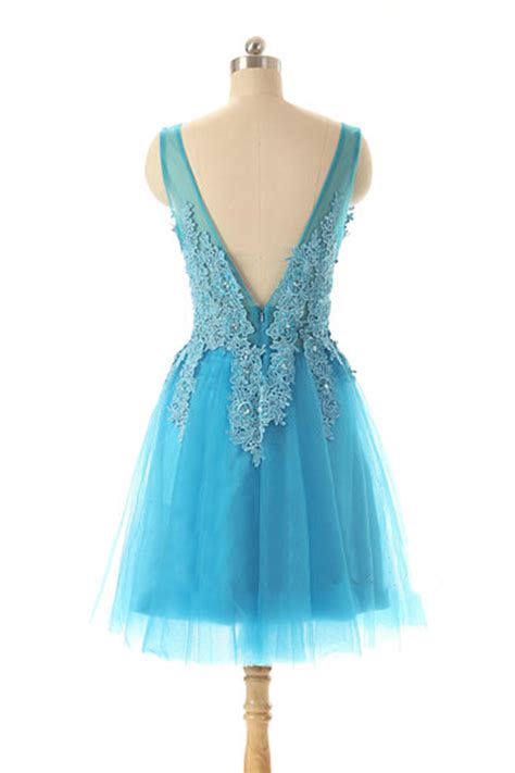 Blue Prom Dress Short Prom Dress Lace Prom Dress Cheap Prom Dress
