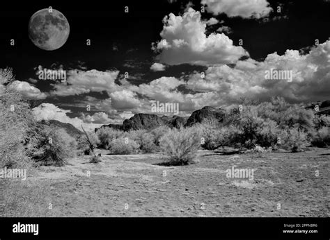 Full Moon In The Arizona Sonora Desert Stock Photo Alamy