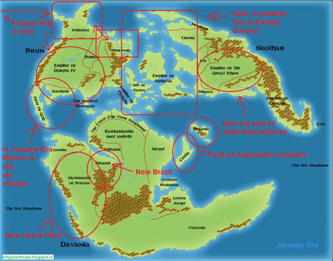 World Mapper Jurassic Era World Map With Present Places Marking