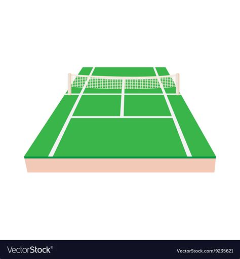 Green Tennis Court Icon Cartoon Style Royalty Free Vector
