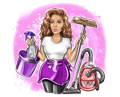 House Chores Logo Cleaning Business Logo Cartoon Portrait Etsy