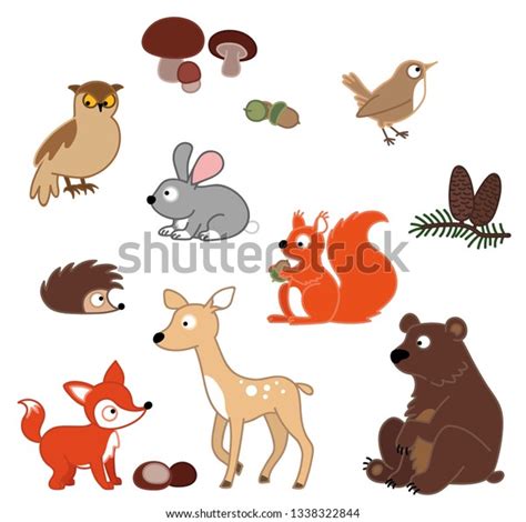 Clip Art Forest Animals Set Stock Vector Royalty Free 1338322844