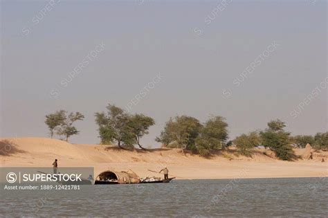 Pinasse On The Niger River Between Niafunke And Kabara Mali Superstock