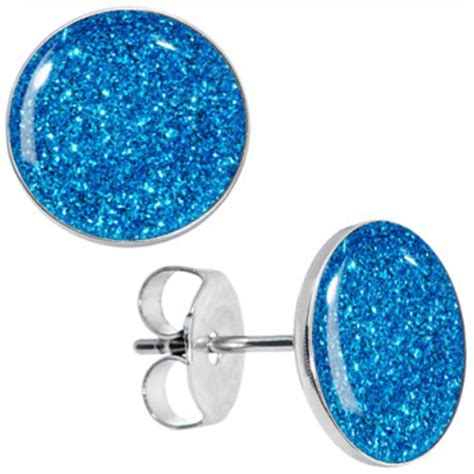 Wholesale Pcs Lot Surgical Steel Blue Glitter Ear Stud Earrings