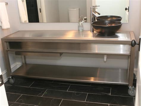 Since an outdated vanity can age the entire look of your bathroom, changing your bathroom cabinets can have a big impact. Stainless Steel Bathroom Cabinet/Countertop - Industrial ...