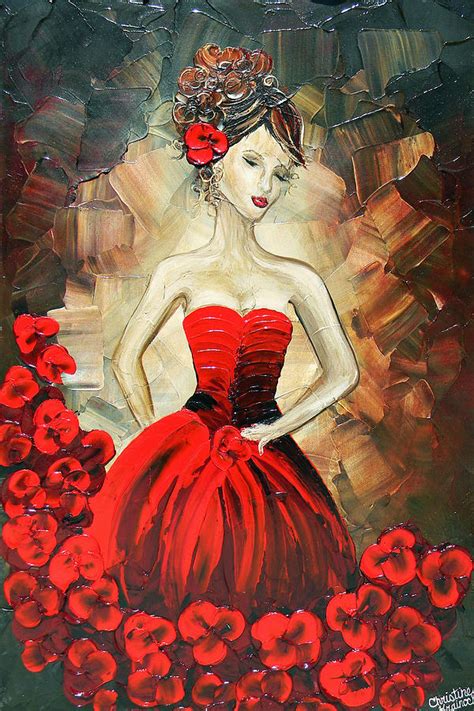 The Dancer In The Red Dress Painting By Christine Bell