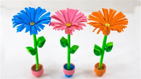 Paper flower art tissue paper flowers flower canvas flower frame flower crafts flower wall handmade flowers diy flowers flower decorations. DIY - Small Paper Flower Pot | Miniature Vase | Handmade ...