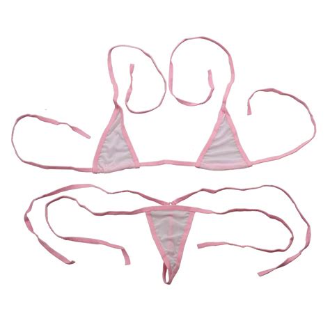 Buy Motanar Women’s Sheer Extreme Bikini Halterneck Top And Tie Sides Micro Thong Sets Online At