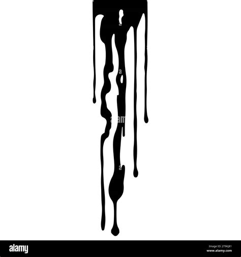 Abstract Dripping Paint Black Ink Flows Down In Long Streams And Drops