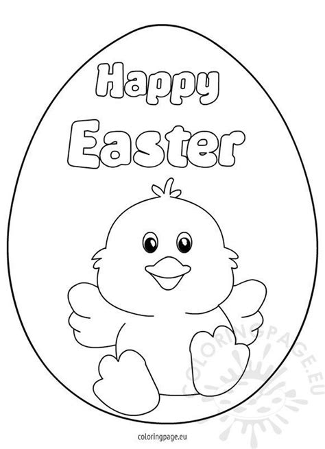 Happy Easter Cute Chick Colouring Page Coloring Page