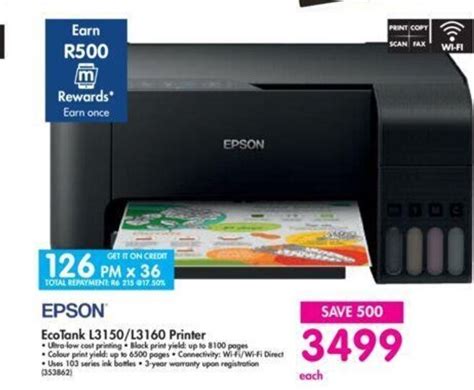 Epson Eco Tank L3150l3160 Printer Offer At Makro