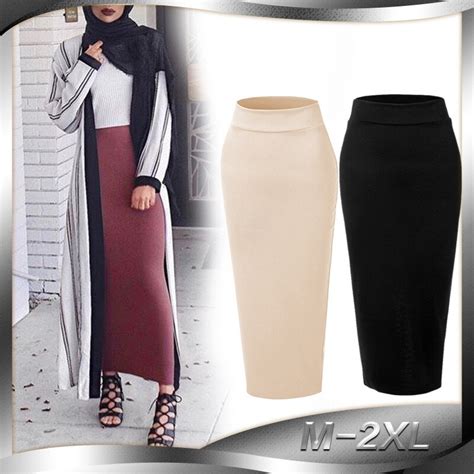 Abaya Muslim Skirt Women Suspender Skirt Maxi Pencil Middle East Bodycon High Waist Sheath Long