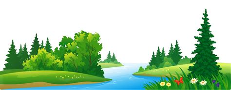 Download And Lake Trees Forest Grass Transparent Clipart Png Free