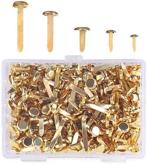 500 Pieces Split Pins Paper Fasteners Assorted Sizes Round Brass