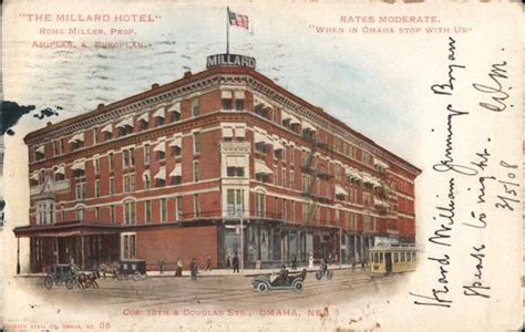 The Millard Hotel Corner Of 13th And Douglas Omaha Ne Postcard