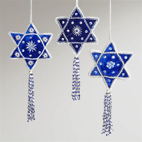 Star Of David Ornaments Set Of 3 World Market Jewish Crafts