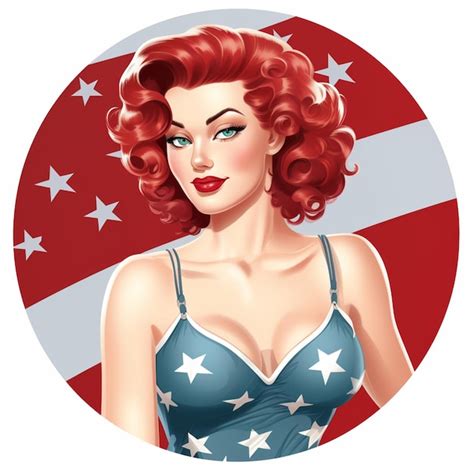 Premium Vector Beautiful American Pin Up Girl Woman Female Illustration Art Style