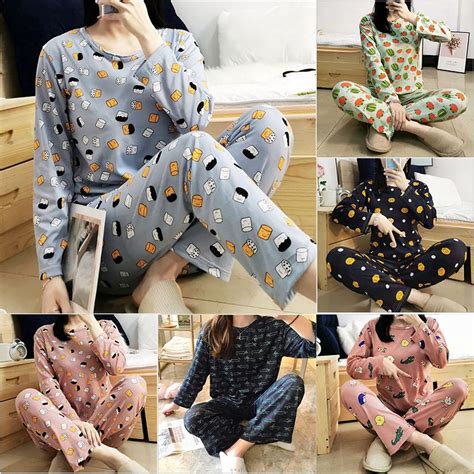 Baju Tidur Pyjamas Spring And Autumn Long Sleeved Pajamas Female Sweet
