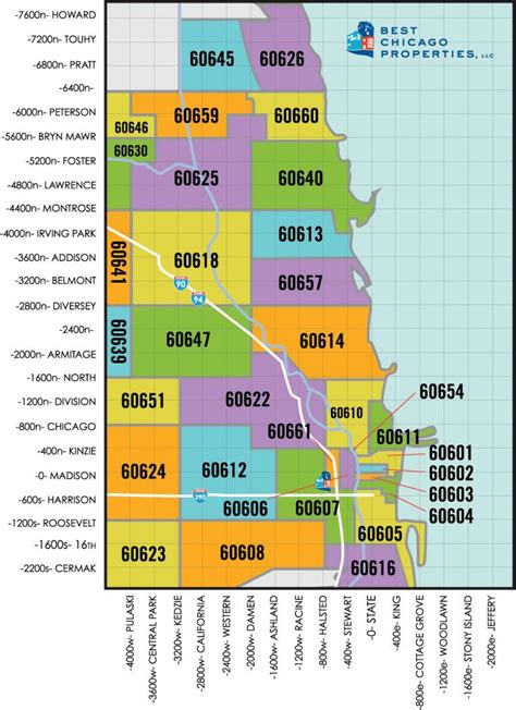 Le Code Postal De La Carte De Chicago Région De Chicago Zip Code Map