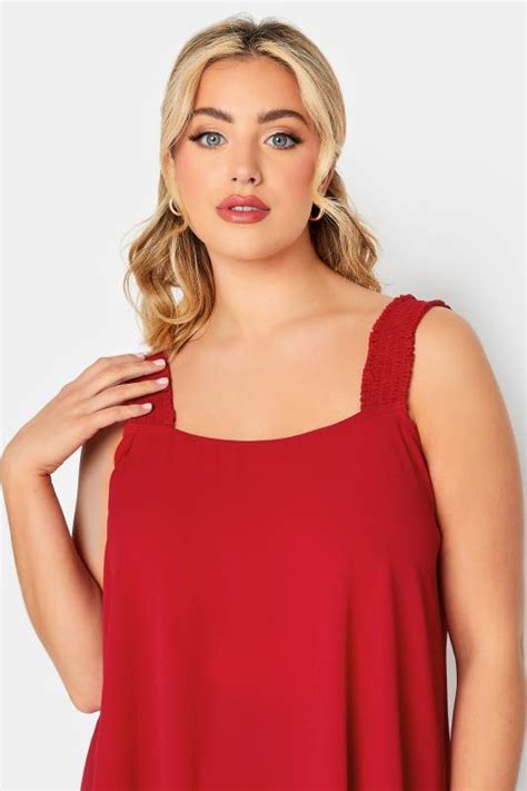 limited collection curve plus size red shirred strap cami vest top yours clothing