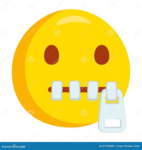 Zipper Mouth Face Emoji Icon Illustration Lips Sealed Vector Symbol