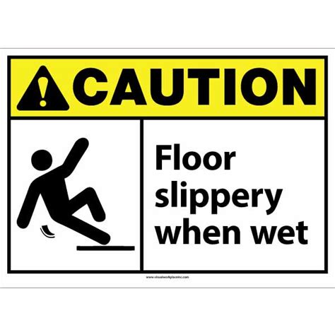 ansi caution floor slippery when wet visual workplace inc
