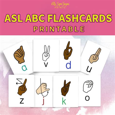 Asl Alphabet Flashcards Flash Cards Asl Flashcards Pre K Etsy In 2020