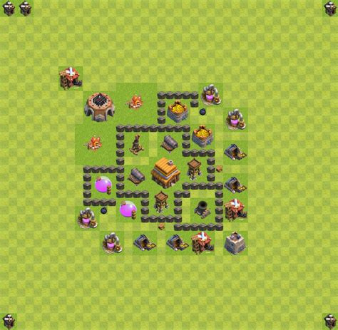 Trophy Defense Base Th4 Clash Of Clans Town Hall Level 4 Base 6