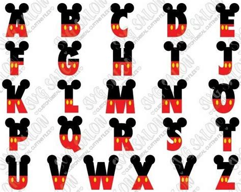 Mickey Mouse Font And Numbers With The Letters In Red Black And